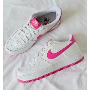 7Y  | FITS 8.5 WOMEN'S NIKE AIR FORCE ONE AF1 LOW WHITE PINK FV5948-102 SNEAKERS